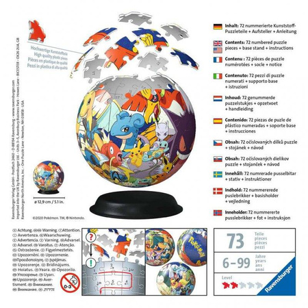 Puzzle Ravensburger 3D Kula 72el Dziecinny globus 118403