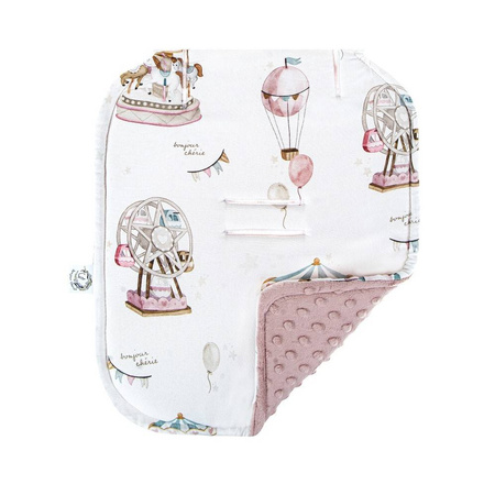 Bambusowa wkładka do wózka Lunapark z minky sepia rose 80x36cm 418682