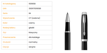 Parker 1931658 Pióro kulkowe IM Czarne GT 316581