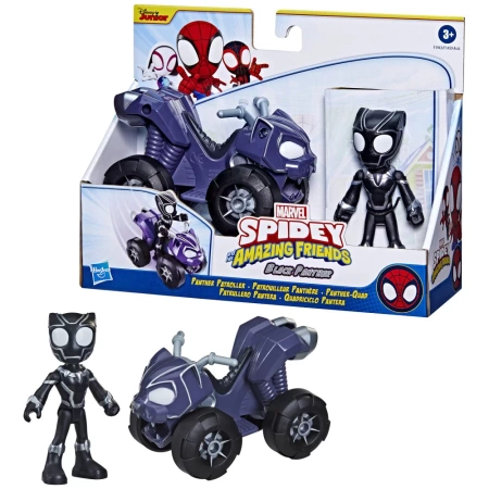 Marvel F1459/F1943 Spidey i przyjaciele Czarna Pantera z pojazdem Figurka 10 cm 974962