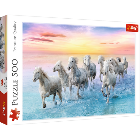 Puzzle Trefl 500 Białe konie w galopie 372892