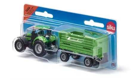 Siku 1606 Traktor Deutz-Fahr z przyczepą 2-osiwą Fortuna