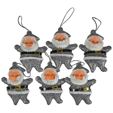 Mikołaje wiszące 6szt srebrne 225953