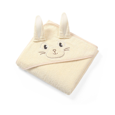 Babyono Okrycie kąpielowe frotte z uszkami Bunny Ears 100x100 cm cream 413739