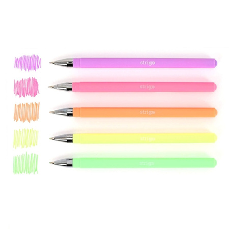 Strigo Długopisy Żelowe w 5 Pastelowych Kolorach 885267