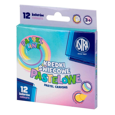Kredki świecowe pastelowe 12kol 8/90mm Astra 168692