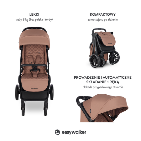 Easywalker Jackey XL Przestronny, samoskładający się wózek spacerowy z kołami XL Pecan Brown 114928
