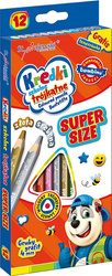 Kredki Szkolne Trójkątne Super Size 12 Kol. + Temperówka Standard 654619