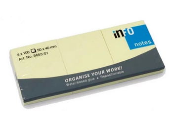 Notes samoprz.tres 50*40 a'3szt pastel żólty
