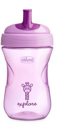 Chicco Kubek niekapek z ustnikiem w kształcie słomki 266 ml 12M+pink 070039