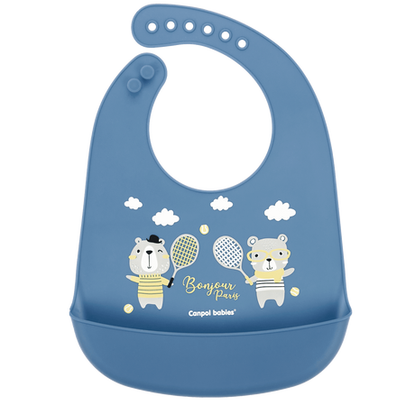 Canpol śliniak silikonowy z kieszonką Bonjur Paris granatowy  852327