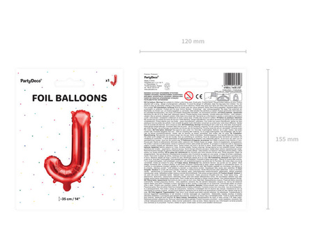 Balon foliowy litera J czerwony 35cm 169548