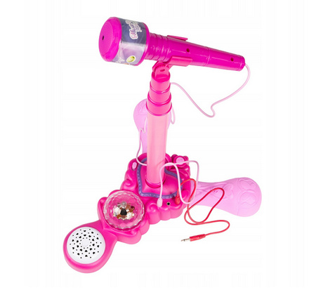 Mikrofon ze statywem i efektami światło dźwięk 850661 Anek