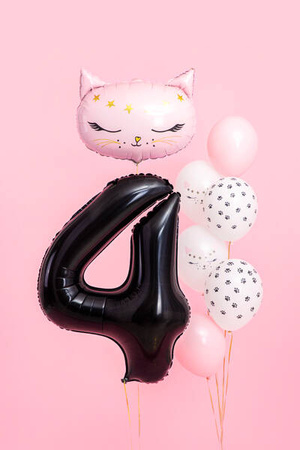 BALON FOLIOWY CYFRA 4 CZARNY 86CM 166349