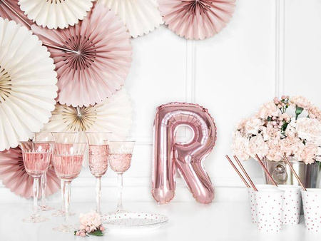 Balon foliowy litera "r", 35cm, różowe złoto