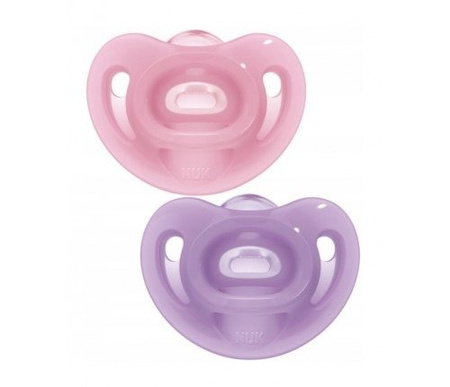 Nuk smoczek uspokajający silikonowy sensitive 0-6 m girl 2 szt box