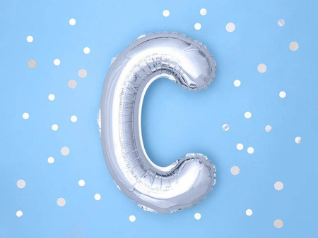Balon foliowy litera "c", 35cm, srebrny