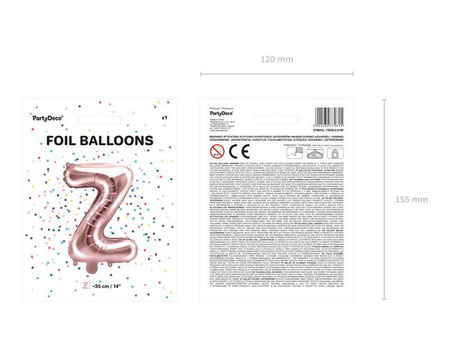 Balon foliowy litera "z", 35cm, różowe złoto