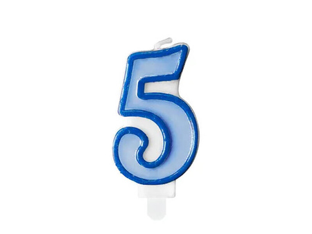 Świeczka urodzinowa cyferka 5,niebieska /24/