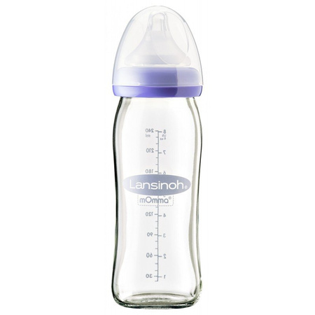 Lansinoh butelka 240ml szklana ze smoczkiem naturalwave 230710