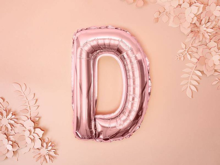 Balon foliowy litera "d", 35cm, różowe złoto