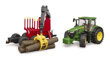 Bruder 03154 Traktor John Deere 7R 350 z przyczepą wraz z żurawiem i 4 balami drzewa 031541