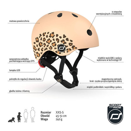 SCOOTANDRIDE Kask XXS-S dla dzieci 1-5 lat Leopard 965613