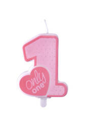 Świeczka urodzinowa Only One jasna różowa 8cm 463067