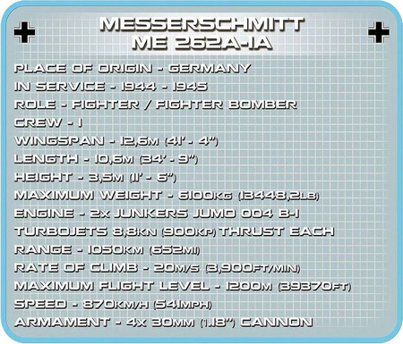 Cobi 5721 HC WWII Messerschmitt Me 262A-1A 394kl. 057213