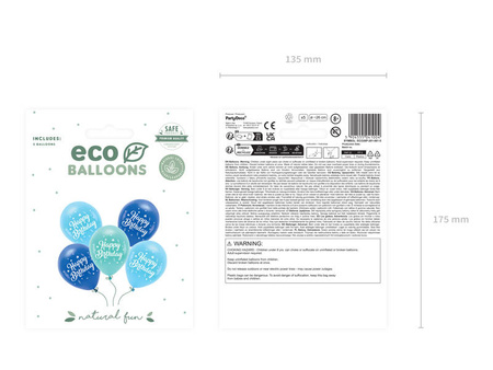 Balon ECO 26cm Happy Birthday niebieski 5szt 041004