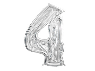 Forma cyfra 4 dla balonów lateksowych 126cm srebrne błyszczące 037380
