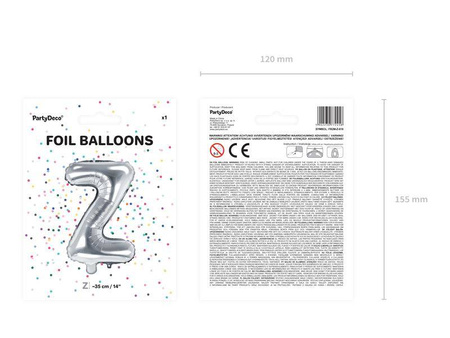 Balon foliowy litera "z", 35cm, srebrny