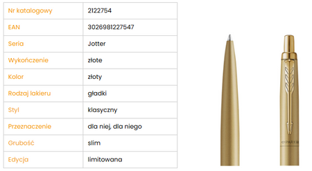 Parker 2122754 Długopis Jotter XL Mono Gold 227547