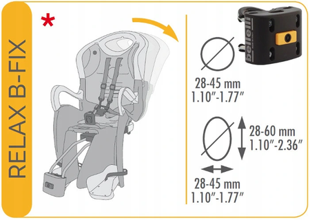 Bellelli 11687 Tiger Relax LUX Night Black fotelik rowerowy 011687 mocowanie do ramy z systemem odchylania fotelika
