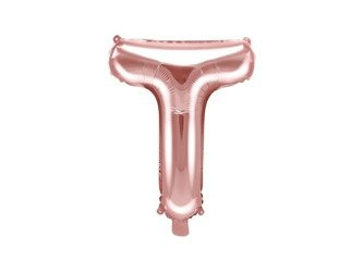 Balon foliowy litera "t", 35cm, różowe złoto
