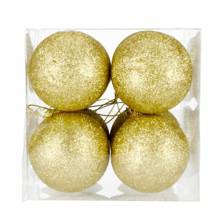 Bombki brokatowe pudełko 8szt złote 226493