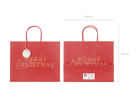 Torebka na prezenty Merry Christmas bordo 32,5x26,5x11,5cm 185197