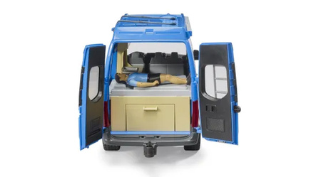 Bruder 02684 MB Sprinter Camper niebieski z figurką i akcesoriami 026844