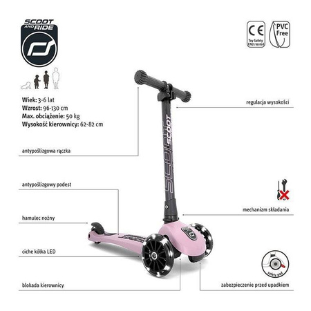 Scootandride highwaykick 3 led hulajnoga rose