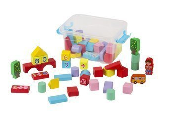 Klocki drewniane kolor-mojemnikmały 53el. 002865
