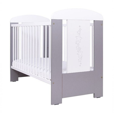 Drewex łóżeczko gwiazdki srebrno/białe + ob