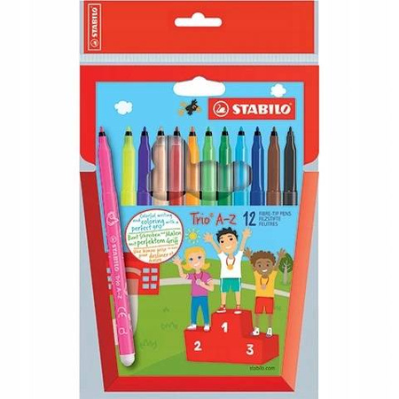Flamastry stabilo trio A-Z 12 kolory