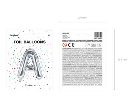 Balon foliowy litera "a", 35cm, srebrny