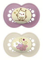 Mam Baby Smoczek uspokajający 2 szt Original Night Silky 6m+ Night Matt Girl 831348
