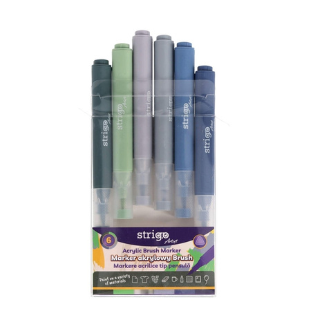Strigo Marker Akrylowy z Końcówką Brush w Trójkątnej Obudowie w 6 Kolorach 854300