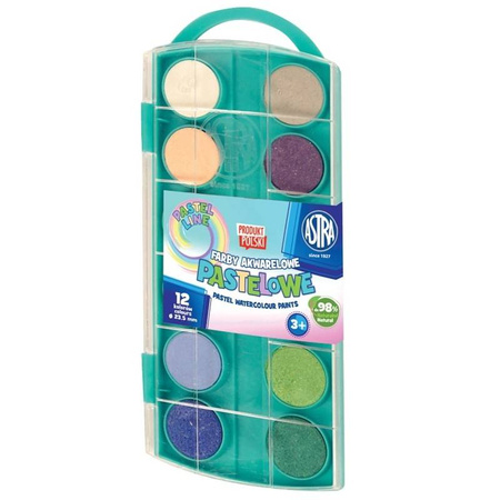 Farby akwarelowe pastel 12kol 23,5mm 190846
