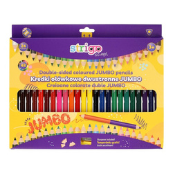 Strigo Kredki ołówkowe jumbo trójkątne dwukolorowe 24 szt. 48 kolorów z temperówką 810726