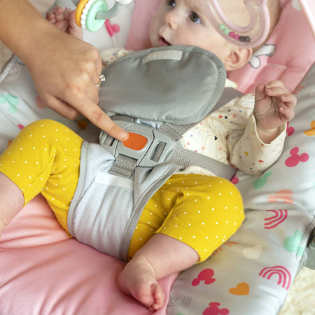 DISNEY BABY Leżaczek i fotelik 2w1 z wibracją Myszka Minnie Forever Besties™ 0m+ do 18kg 122093