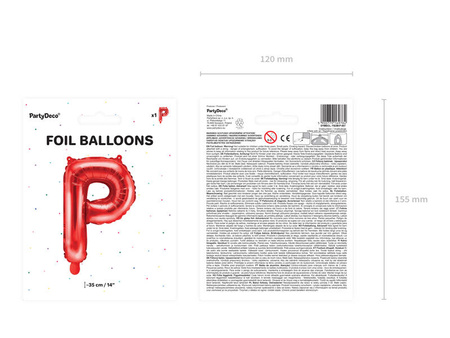 Balon foliowy litera P czerwony 35cm 169784