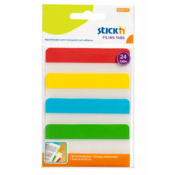 Stick'n Zakładki do archiwizacji przezroczyste 38x76mm 4 kolory 216095